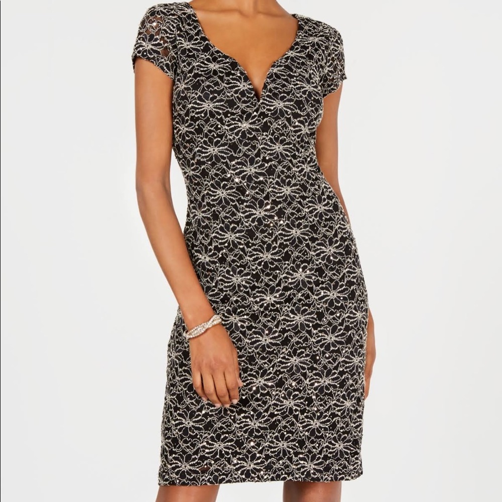 New Connected women navy & silver sequin dress (4)
